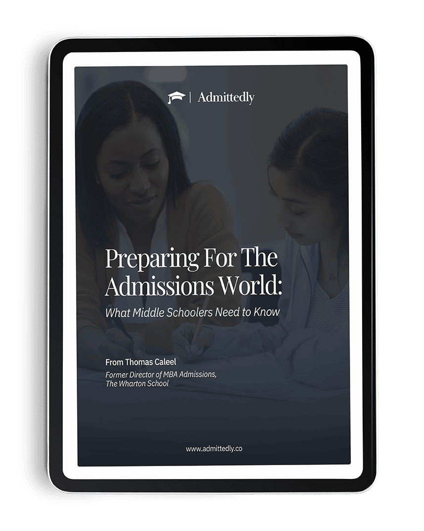 middle-school-college-prep-guide Booklet cover "Preparing for the Admissions World" mockup