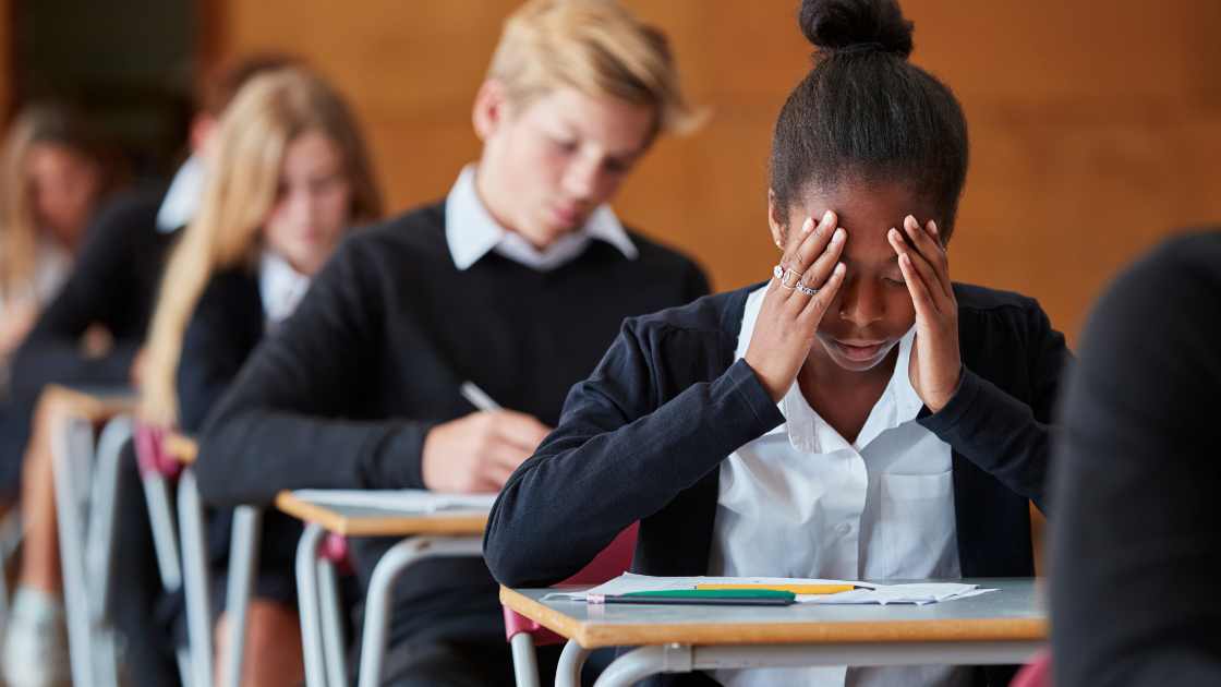 Student's struggling during test.